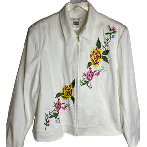 Nvgard Collection Embroidered Floral Vintage White Jacket